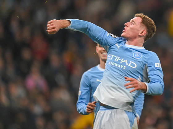Manchester City v AEK Athens UEFA Champions League Elliot Anderson of Manchester City celebrates after scoring his teams first goal during the UEFA Champions League match at the Etihad Stadium, Manchester 20 10 2026 UK Newspapers OUT Copyright: xKarlxVallantinex FIL-24093-0019