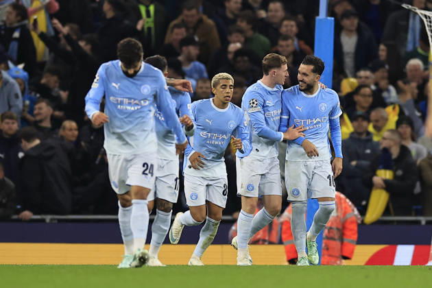 Manchester City v AEK Athens, Champions League GOAL. Elliot Anderson (5) of Manchester City celebrates scoring to make it 1-0 during the Champions League match between Manchester City and AEK Athens at the Etihad Stadium, Manchester, UK on 20 October 2026. Manchester Etihad Stadium Manchester UK Editorial use only , Copyright: xConorxMolloyx PSI-25037-0043