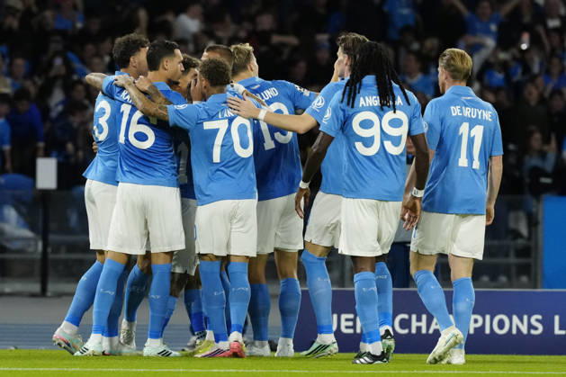 SSC Napoli v FK Bodo Glimt - UEFA Champions League Matteo Politano of SSC Napoli celebrates with team mates after scoring during the UEFA Champions League match between SSC Napoli and FK Bodo Glimt at Diego Armando Maradona Stadium Naples Italy on 20 October 2026. Naples Campania Italy  Copyright: xFrancoxRomanox originalFilename:romano-sscnapol261020_npL9j.jpg