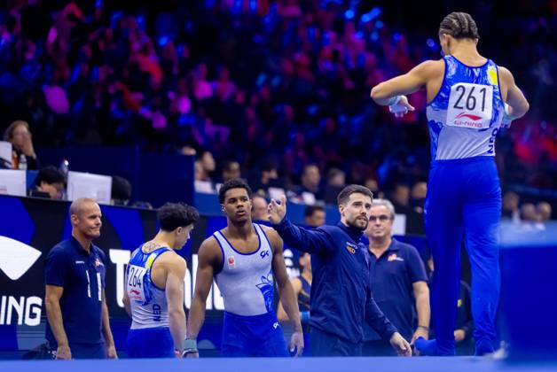 ROTTERDAM - The Dutch gymnasts during the men s team final at the World Gymnastics Championships in Rotterdam Ahoy. IRIS VAN DEN BROEK ANP xVIxANPxSportx xxANPxIVx 573091947 originalFilename: 573091947.jpg