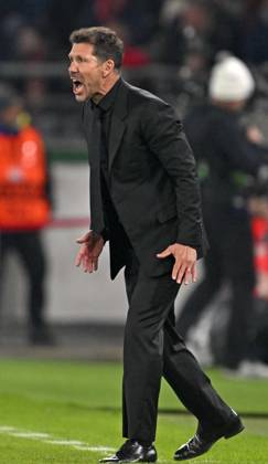 20.10.2026, Fussball UEFA Champions-League League 2026 2027, 3.Spieltag, VfB Stuttgart - Atletico Madrid, in der MHP-Arena Stuttgart, Trainer Diego Simeone (Atletico Madrid) schreit