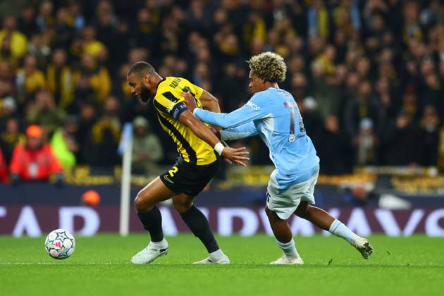 Harold Moukoudi of AEK Athens and Floyd Samba of Manchester City Manchester City v AEK Athens, UEFA Champions League, Football, Etihad Stadium, Manchester, UK - 20 Oct 2026Manchester Etihad Stadium United Kingdom  Copyright: xPaulxCurrie Shutterstockx 17226782x