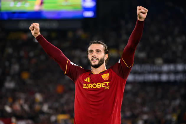 Mario Hermoso of AS Roma celebrates after scoring the goal of 1-0 during the UEFA Champions League 2026 2027 football match between AS Roma and Slovan Bratislava at Stadio Olimpico in Rome (Italy), October 20, 2026. AndreaxStaccioli