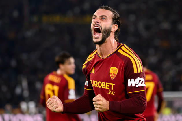Mario Hermoso of AS Roma celebrates after scoring the goal of 1-0 during the UEFA Champions League 2026 2027 football match between AS Roma and Slovan Bratislava at Stadio Olimpico in Rome (Italy), October 20, 2026. AndreaxStaccioli