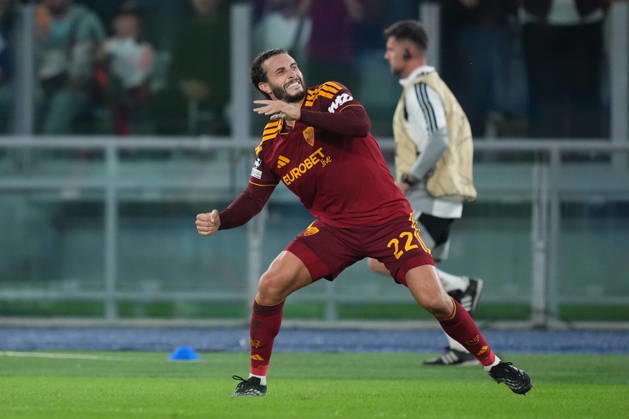Roma’s Mario Hermoso celebrates after scoring during the UEFA Champions League Phase - Matchday 3 soccer match between AS Roma-Slovan Bratislava at the Rome s Olympic stadium, Italy - Tuesday October 20, 2026 - Soccer ( Photo by Alfredo Falcone LaPresse )  Copyright: xAlfredoxFalcone LaPressex