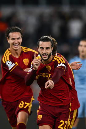 As Roma 20 10 2026 - Champions League Roma-Slovan Bratislava foto Antonello Sammarco Image nella foto: esultanza gol Mario Hermoso