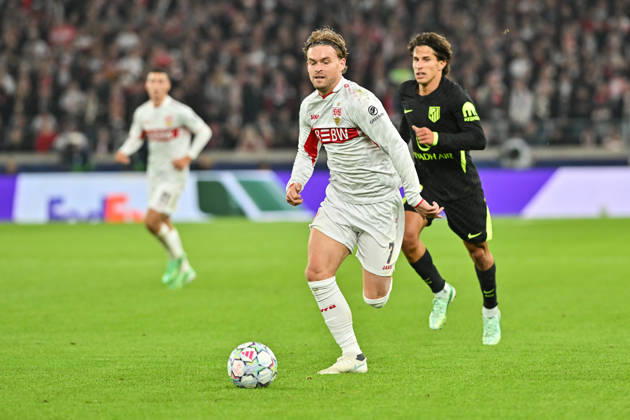 STUTTGART, GERMANY; 20. OCTOBER: with Ball Maximilian MITTELSTAEDT (VfB Stuttgart 7) during the UEFA Champions League Match between VfB Stuttgart vs. Atletico Madrid at Matchday 3 at MHP Arena Copyright: xBEAUTIFULxSPORTS Goldbergx
