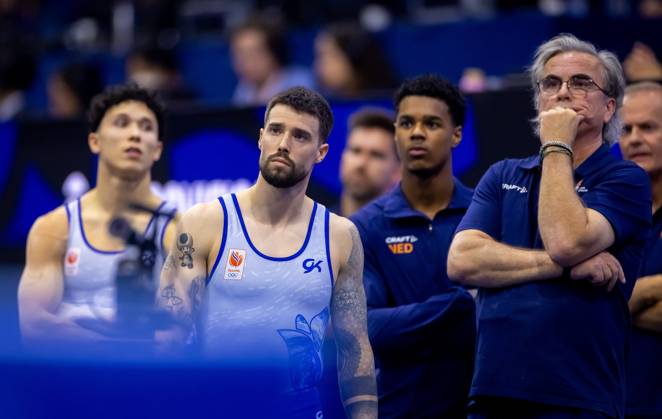 ROTTERDAM - Casimir Schmidt during the men s team final at the World Gymnastics Championships in Rotterdam Ahoy. IRIS VAN DEN BROEK ANP xVIxANPxSportx xxANPxIVx 573093793 originalFilename: 573093793.jpg