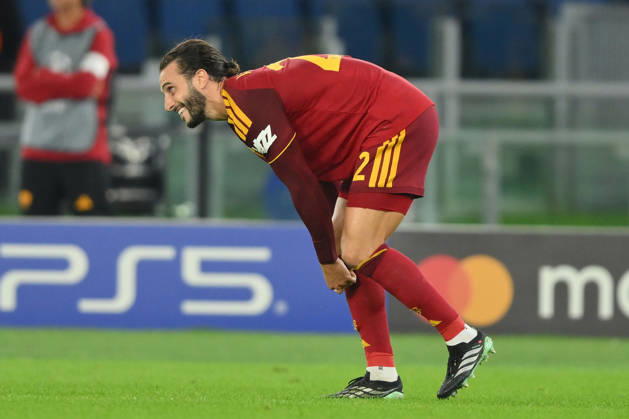 AS Roma v Slovan Bratislava - UEFA Champions League ROME, ITALY - October 20 : Mario Hermoso (R) of AS Roma celebrates after scoring a goal during the Champions League match between AS Roma and Slovan Bratislava at Stadio Olimpico on October 20 ,2026 in Rome, Italy. Claudio Pasquazi Anadolu Rome Italy. Editorial use only. Please get in touch for any other usage. Copyright: x2026xAnadoluxClaudioxPasquazix