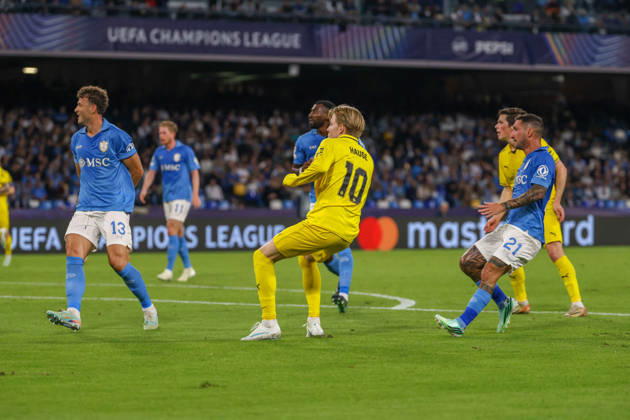 Napoli vs Arsenal of the Europa Champions League 2026 27 Goal the Jens Petter Hauge of Bodo Glimt during the European Champions League football match on 20 10 2026 between SSC Napoli and FC Bodo Glimt at the Diego Armando Maradona Stadium in Naples Napoli Stadio Diego Armando Maradona Napoli Italia Copyright: xFABIOxSASSOxFabioxSassox Napoli Bodo Glimt2026_10_20Fabio Sasso9063