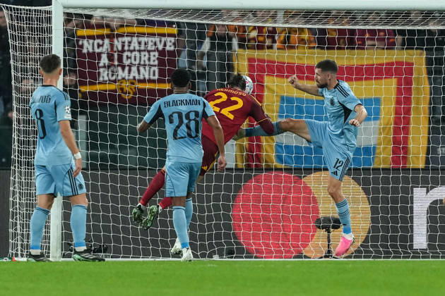 Mario Hermoso of AS Roma scores the goal of 1-0 during the UEFA Champions League 2026 2027 football match between AS Roma and Slovan Bratislava at Stadio Olimpico in Rome (Italy), October 20, 2026. antoniettaxbaldassarre