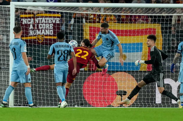 Mario Hermoso of AS Roma scores the goal of 1-0 during the UEFA Champions League 2026 2027 football match between AS Roma and Slovan Bratislava at Stadio Olimpico in Rome (Italy), October 20, 2026. antoniettaxbaldassarre