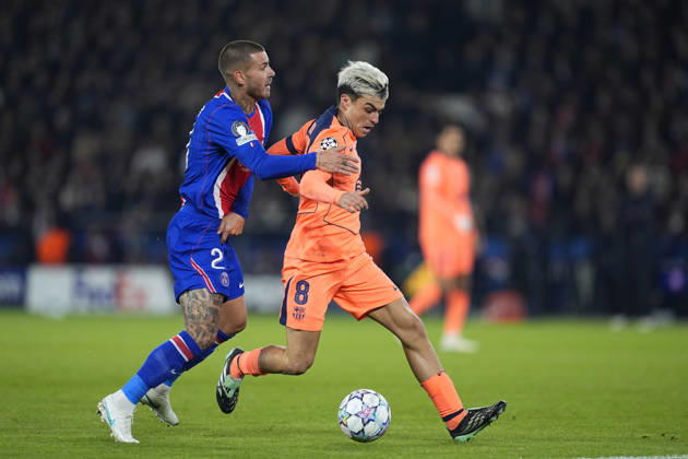October 20, 2026, Paris, Paris, France: Pedri Gonzalez of FC Barcelona, Barca and Lucas Hernandez of PSG in action during the UEFA Champions League 2026 27 League Phase MD3 match between Paris Saint-Germain and FC Barcelona at Parc des Princes on Octuber 20, 2026, in Paris, France. Paris France - ZUMAa181 20261020_zaa_a181_057 Copyright: xDennisxAgyemanx