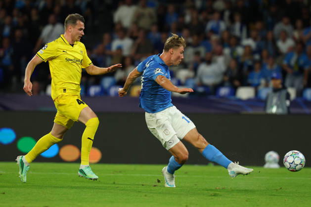 Napoli’s Rasmus Hojlund during the UEFA Champions League football match between Napoli vs Bodo Glimt - Champions League 2026 2027 - Diego Armando Maradona stadium October 20, 2026 Naples, Italy soccer  Copyright: xAlessandroxGarofalo LaPressex