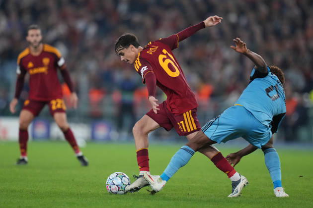 Roma’s Niccolo Pisilli during the UEFA Champions League Phase - Matchday 3 soccer match between AS Roma-Slovan Bratislava at the Rome s Olympic stadium, Italy - Tuesday October 20, 2026 - Soccer ( Photo by Alfredo Falcone LaPresse )  Copyright: xAlfredoxFalcone LaPressex