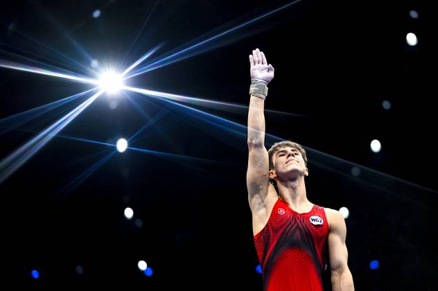 Netherlands Artistic Gymnastics World Championships 9269243 20.10.2026 Arsenii Dukhno of Team World Gymnastics Neutral Athletes 2 competes on the pommel horse during the men s team final of the 2026 World Artistic Gymnastics Championships in Rotterdam, the Netherlands. Alexey Filippov Sputnik Rotterdam Netherlands  Copyright: xAlexeyxFilippovx