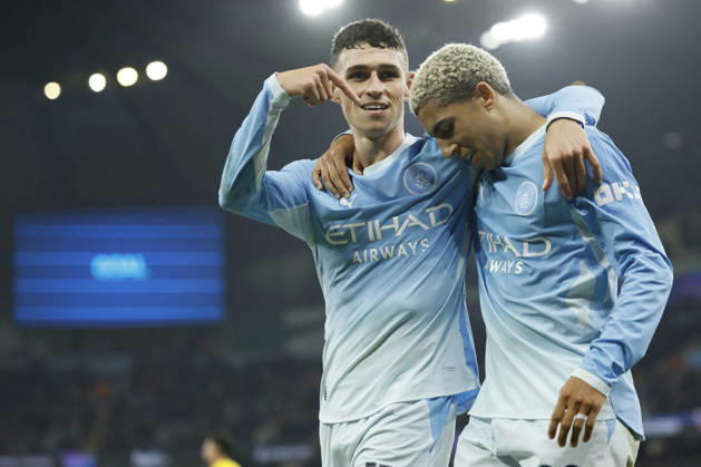 Manchester City v AEK Athens - UEFA Champions League 2026 27 League Phase MD3 Phil Foden and Rico Lewis of Manchester City celebrate 2nd goal during the UEFA Champions League 2026 27 League Phase MD3 match between Manchester City and AEK Athens at City of Manchester Stadium on October 20, 2026 in Manchester, England. Manchester City of Manchester Stadium England United Kingdom Copyright: xAllstarxPicturexLibraryxLtdx