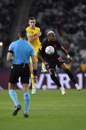 Sabah FC v Borussia Dortmund - UEFA Champions League 2026 27 League Phase MD3 BAKU, AZERBAIJAN - OCTOBER 20: Joy-Lance Mickels of Sabah FC controls the ball during the UEFA Champions League 2026 27 League Phase MD3 match between Sabah FC and Borussia Dortmund at Tofig Bahramov Stadium on October 20, 2026 in Baku, Azerbaijan. Baku Tofig Bahramov Stadium Azerbaijan Copyright: x2026xElmirxKarimov PSxImagesxElmirxKarimov PSxImagesx