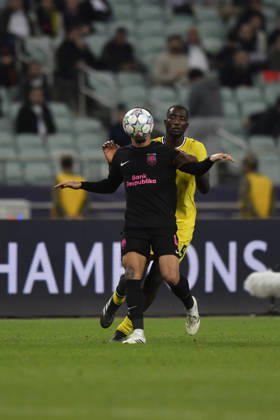 Sabah FC v Borussia Dortmund - UEFA Champions League 2026 27 League Phase MD3 BAKU, AZERBAIJAN - OCTOBER 20: Aden McCarthy of Sabah FC is seen in action under pressure from Serhou Guirassy of Borussia Dortmund during the UEFA Champions League 2026 27 League Phase MD3 match between Sabah FC and Borussia Dortmund at Tofig Bahramov Stadium on October 20, 2026 in Baku, Azerbaijan. Baku Tofig Bahramov Stadium Azerbaijan Copyright: x2026xElmirxKarimov PSxImagesxElmirxKarimov PSxImagesx