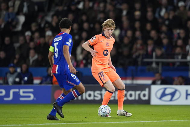October 20, 2026, Paris, Paris, France: Anthony Gordon of FC Barcelona, Barca and Marquinhos of PSG in action during the UEFA Champions League 2026 27 League Phase MD3 match between Paris Saint-Germain and FC Barcelona at Parc des Princes on Octuber 20, 2026, in Paris, France. Paris France - ZUMAa181 20261020_zaa_a181_073 Copyright: xDennisxAgyemanx