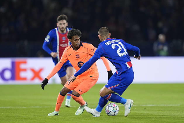 October 20, 2026, Paris, Paris, France: Lamine Yamal of FC Barcelona, Barca and Lucas Hernandez of PSG in action during the UEFA Champions League 2026 27 League Phase MD3 match between Paris Saint-Germain and FC Barcelona at Parc des Princes on Octuber 20, 2026, in Paris, France. Paris France - ZUMAa181 20261020_zaa_a181_075 Copyright: xDennisxAgyemanx