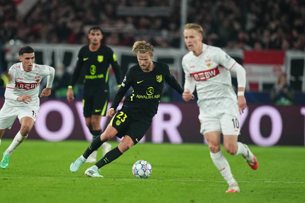 Morten Hjulmand (Atleti) during VfB Stuttgart and Atlético Madrid, League Phase UEFA Champions League, at MHPArena, Stuttgart, Germany on October 20, 2026. DeFodi Images. -