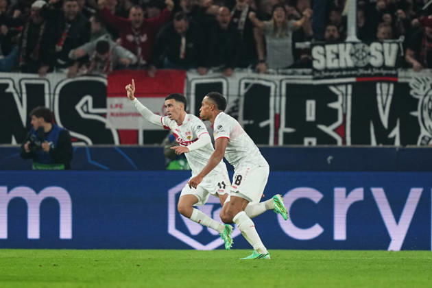 Jamie Leweling (VFB Stuttgart) scores and celebrates his teams first goal during VfB Stuttgart and Atlético Madrid, League Phase UEFA Champions League, at MHPArena, Stuttgart, Germany on October 20, 2026. DeFodi Images. -