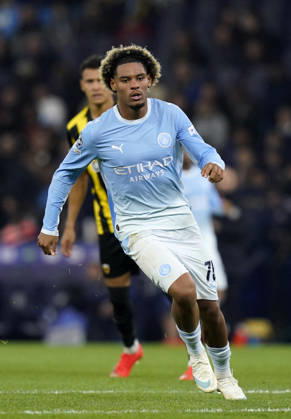 Manchester, England, 20th October 2026. Floyd Samba of Manchester City in action during the Manchester City vs AEK Athens UEFA Champions League match at the Etihad Stadium, Manchester. Picture credit should read: Andrew Yates Sportimage EDITORIAL USE ONLY. No use with unauthorised audio, video, data, fixture lists, club league logos or live services. Online in-match use limited to 120 images, no video emulation. No use in betting, games or single club league player publications. SPI_038_AY_ManCity__Athens SPI-5090-0038