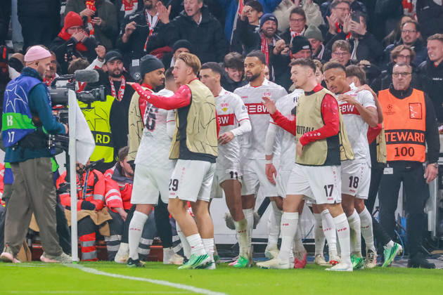 20.10.26 VfB Stuttgart - Atletico Madrid Deutschland, Stuttgart, 20.10.2026, Fussball, UEFA Champions League, Saison 2026 2027, VfB Stuttgart - Atletico Madrid: Jamie Leweling (VfB Stuttgart), Jubel Tor 1:0 Leweling.