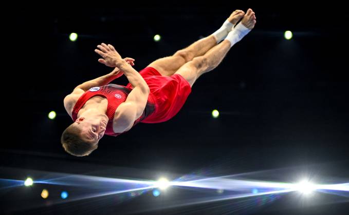 Netherlands Artistic Gymnastics World Championships 9269258 20.10.2026 Daniel Marinov of Team World Gymnastics Neutral Athletes 2 competes on the vault during the men s team final of the 2026 World Artistic Gymnastics Championships in Rotterdam, the Netherlands. Alexey Filippov Sputnik Rotterdam Netherlands  Copyright: xAlexeyxFilippovx
