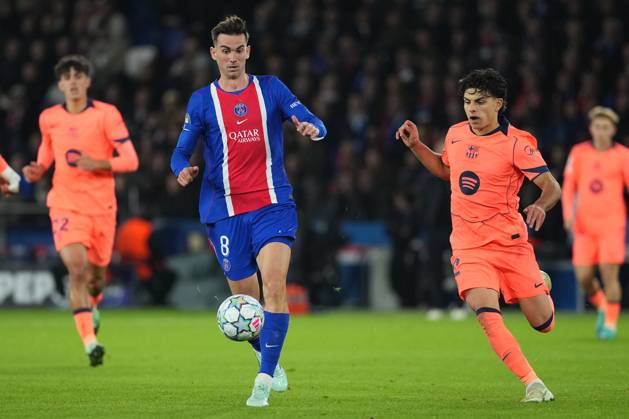 Fabian Ruiz of PSG and Xavi Espart of Barcelona Paris Saint-Germain v Barcelona, UEFA Champions League, Football, Parc des Princes, Paris, France - 20 Oct 2026Paris Parc des Princes France  Copyright: xDavexWinter Shutterstockx 17226708cb