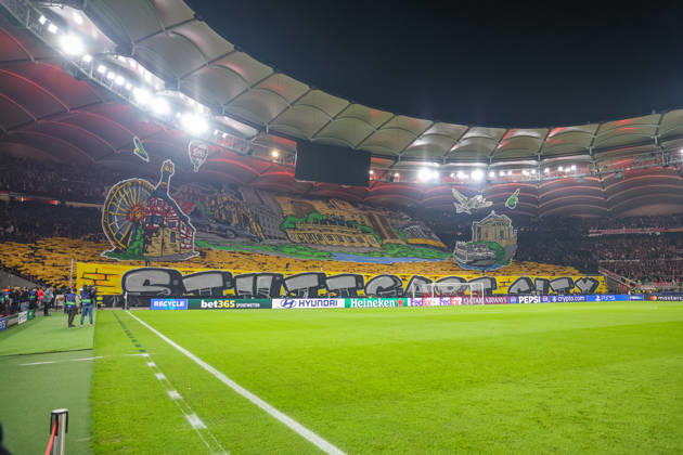 20.10.26 VfB Stuttgart - Atletico Madrid Deutschland, Stuttgart, 20.10.2026, Fussball, UEFA Champions League, Saison 2026 2027, VfB Stuttgart - Atletico Madrid: Choreographie Fans VfB Stuttgart.