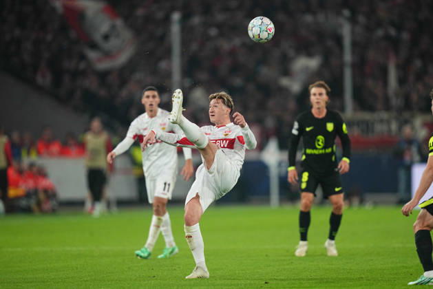 Angelo Stiller (VFB Stuttgart) during VfB Stuttgart and Atlético Madrid, League Phase UEFA Champions League, at MHPArena, Stuttgart, Germany on October 20, 2026. DeFodi Images. -