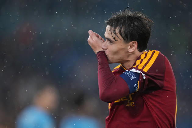 Roma’s Niccolo Pisilli celebrates after scoring during the UEFA Champions League Phase - Matchday 3 soccer match between AS Roma-Slovan Bratislava at the Rome s Olympic stadium, Italy - Tuesday October 20, 2026 - Soccer ( Photo by Alfredo Falcone LaPresse )  Copyright: xAlfredoxFalcone LaPressex