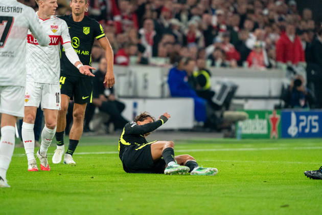 Pablo Barrios (Atletico Madrid, 08) seen during UEFA Champions League 2026 2027 league phase game between teams of VfB Stuttgart and Atletico Madrid (Pia Schindler Ball Raw Images) Stuttgart MHP Arena Germany Copyright: xPiaxSchindlerx piaschindler_vfbstuttgart_atletico_2627_00007