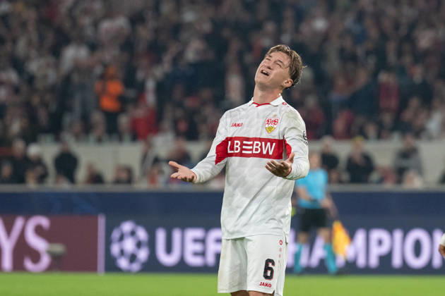 20.10.2026, GER, Fussball, Herren, UEFA Champions League, Saison 2026 2027, 3. Spieltag, VfB Stuttgart vs. Atletico Madrid Frust bei Angelo Stiller ( VfB Stuttgart, 06 ) nach einer vergebenen Torchance, gestikuliert. Stuttgart MHP Arena Baden-Württemberg Deutschland Copyright: xNordphoto WolfgangxFrankx