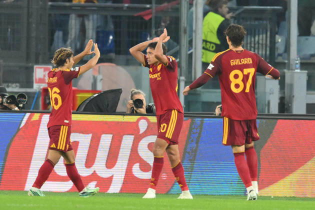 Foto IPP Roberto Ramaccia Roma 20 10 2026 Calcio:Uefa Champions League 2026- 2027 Roma vs Slovan Bratislava Nella foto Nahuel Molina of Roma celebrates scoring a goal 2-0 italyphotopress world copyright Roma italy Italia ITALY  Copyright: xR4924_italyphotopressx