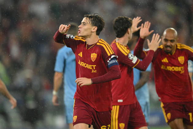 AS Roma v Slovan Bratislava - UEFA Champions League ROME, ITALY - OCTOBER 20 : Nicolo’ Pisilli of AS Roma celebrates after scoring a goal during the Champions League match between AS Roma and Slovan Bratislava at Stadio Olimpico on October 20 ,2026 in Rome, Italy. Claudio Pasquazi Anadolu Rome Italy. Editorial use only. Please get in touch for any other usage. Copyright: x2026xAnadoluxClaudioxPasquazix