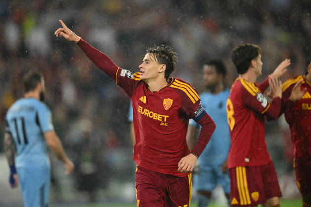 AS Roma v Slovan Bratislava - UEFA Champions League ROME, ITALY - OCTOBER 20 : Nicolo’ Pisilli of AS Roma celebrates after scoring a goal during the Champions League match between AS Roma and Slovan Bratislava at Stadio Olimpico on October 20 ,2026 in Rome, Italy. Claudio Pasquazi Anadolu Rome Italy. Editorial use only. Please get in touch for any other usage. Copyright: x2026xAnadoluxClaudioxPasquazix