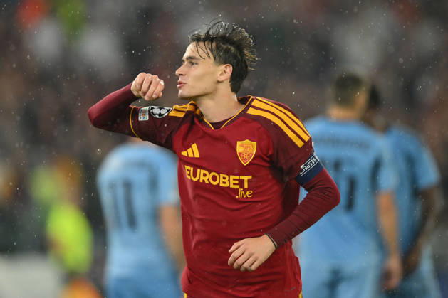 AS Roma v Slovan Bratislava - UEFA Champions League ROME, ITALY - OCTOBER 20 : Nicolo’ Pisilli of AS Roma celebrates after scoring a goal during the Champions League match between AS Roma and Slovan Bratislava at Stadio Olimpico on October 20 ,2026 in Rome, Italy. Claudio Pasquazi Anadolu Rome Italy. Editorial use only. Please get in touch for any other usage. Copyright: x2026xAnadoluxClaudioxPasquazix