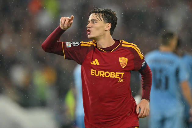 AS Roma v Slovan Bratislava - UEFA Champions League ROME, ITALY - OCTOBER 20 : Nicolo’ Pisilli of AS Roma celebrates after scoring a goal during the Champions League match between AS Roma and Slovan Bratislava at Stadio Olimpico on October 20 ,2026 in Rome, Italy. Claudio Pasquazi Anadolu Rome Italy. Editorial use only. Please get in touch for any other usage. Copyright: x2026xAnadoluxClaudioxPasquazix
