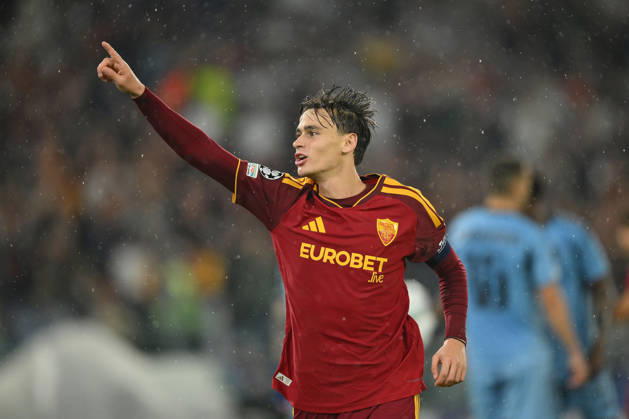 AS Roma v Slovan Bratislava - UEFA Champions League ROME, ITALY - OCTOBER 20 : Nicolo’ Pisilli of AS Roma celebrates after scoring a goal during the Champions League match between AS Roma and Slovan Bratislava at Stadio Olimpico on October 20 ,2026 in Rome, Italy. Claudio Pasquazi Anadolu Rome Italy. Editorial use only. Please get in touch for any other usage. Copyright: x2026xAnadoluxClaudioxPasquazix
