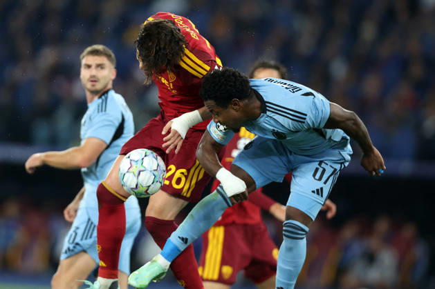 SOCCER - UEFA Champions League - AS Roma vs. Slovan Bratislava Photo by IPA ABACAPRESS.COM89962935 - Rome, Italy - October 20, 2026: No. 6, Sandro Cruz (left back) of SK Slovan Bratislava in action during the 2026-2027 UEFA Champions League soccer match between AS Roma and Slovan Bratislava at the Olympic Stadium in Rome. Roma Italy  Copyright: xIPAxSport ABACAx
