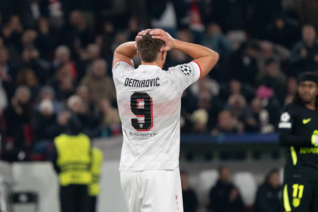 Ermedin Demirovic (VfB Stuttgart, 09) enttäuscht, Enttäuschung, frustriert, Frust, verärgert, GER, VfB Stuttgart vs. Atlà tico Madrid, Fussball, UEFA Champions League, Spieltag 3, Spielzeit 2026 2027, 20.10.2026, GER, VfB Stuttgart vs. Atlà tico Madrid, Fussball, UEFA Champions League, Spieltag 3, Spielzeit 2026 2027, 20.10.2026, Stuttgart Copyright: xEibner-Pressefoto EdwardxCheungx EP_ECG