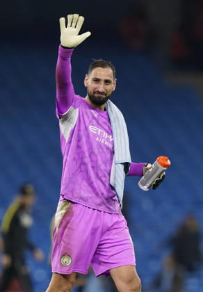 Manchester, England, 20th October 2026. Gianluigi Donnarumma of Manchester City celebrates the win during the Manchester City vs AEK Athens UEFA Champions League match at the Etihad Stadium, Manchester. Picture credit should read: Andrew Yates Sportimage EDITORIAL USE ONLY. No use with unauthorised audio, video, data, fixture lists, club league logos or live services. Online in-match use limited to 120 images, no video emulation. No use in betting, games or single club league player publications. SPI_065_AY_ManCity__Athens SPI-5090-0066