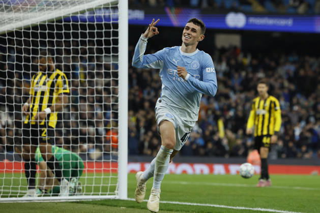Manchester City v AEK Athens - UEFA Champions League 2026 27 League Phase MD3 Phil Foden of Manchester City celebrates his hat-trick goal during the UEFA Champions League 2026 27 League Phase MD3 match between Manchester City and AEK Athens at City of Manchester Stadium on October 20, 2026 in Manchester, England. Manchester City of Manchester Stadium England United Kingdom Copyright: xAllstarxPicturexLibraryxLtdx