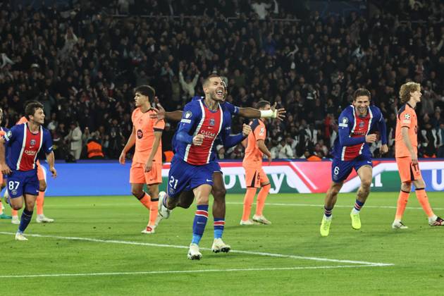 PSG BARCELONE PHOTOPQR LE PARISIEN LP Fred Dugit ; Paris ; 20 10 2026 ; Sports Parc des Princes à Paris (XVIe), le 20 10 2026 Ligue des champions de football PSG-Barcelone joie but Lucas Hernandez LP Fred Dugit CHAMPIONS LEAGUE ; PSG BARCELONA