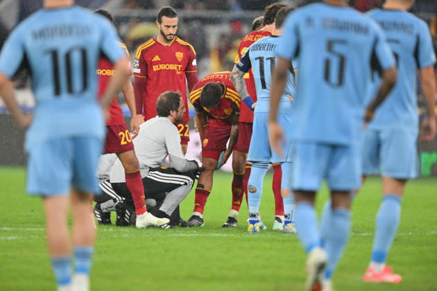 RECORD DATE NOT STATED 20th October 2026; Stadio Olimpico, Rome, Italy; UEFA Champions League Football, Roma versus Slovan Bratislava; Lorenzo Pellegrini of Roma receives treatment for an injury AllShotLive