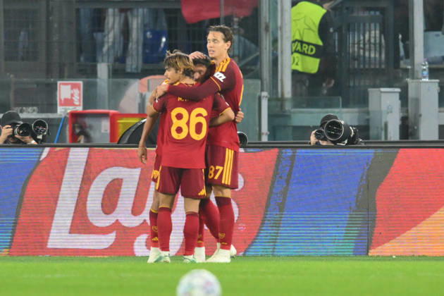 RECORD DATE NOT STATED 20th October 2026; Stadio Olimpico, Rome, Italy; UEFA Champions League Football, Roma versus Slovan Bratislava; Nahuel Molina of Roma celebrates scoring a goal 2-0 AllShotLive