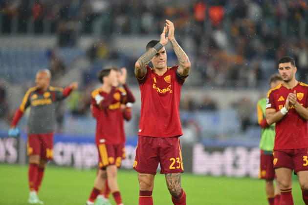 RECORD DATE NOT STATED 20th October 2026; Stadio Olimpico, Rome, Italy; UEFA Champions League Football, Roma versus Slovan Bratislava; Roma& x2019;s players celebrate their victory at the end of the match AllShotLive